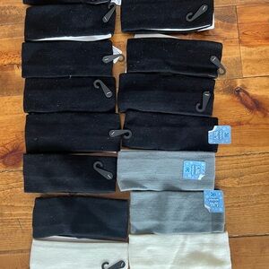 Lot of 12 NEW black, 2 gray, and 2 cream ear warmer knit headbands